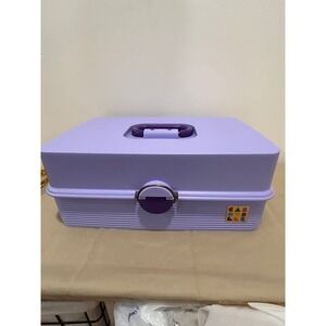 Vintage Caboodles Makeup Case Lavender Purple Multi-Tier Jewelry Organizer Box
